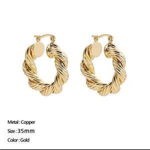 Gold Twisted Hoop Earrings